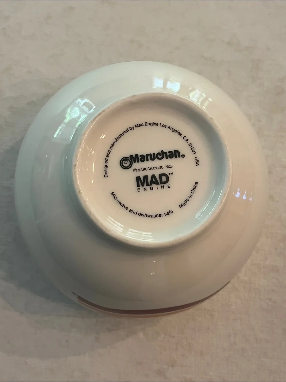 Classic Instant Lunch White & Orange Ceramic Ramen Bowl. W/ chopsticks